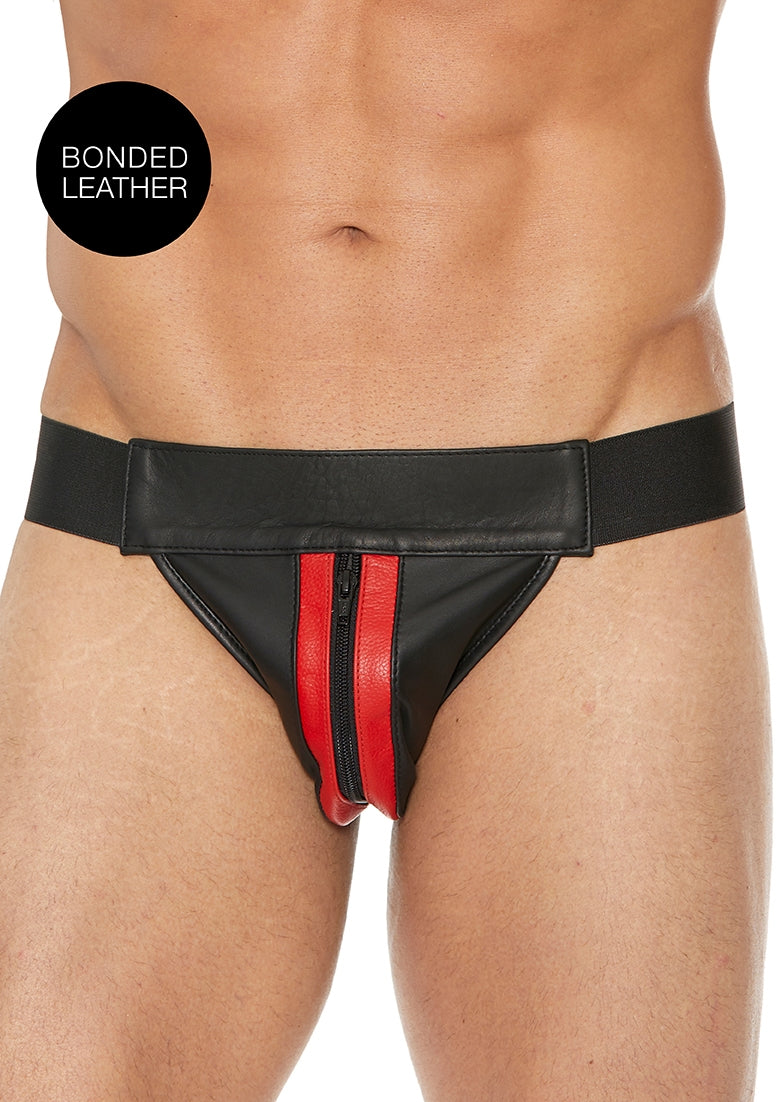 Plain Front With Zip Jock - S/M - Red - S/M