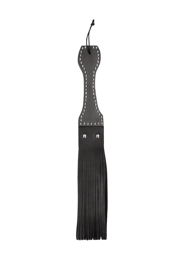 Houten handvat ransel zweep flogger leer - zwart
