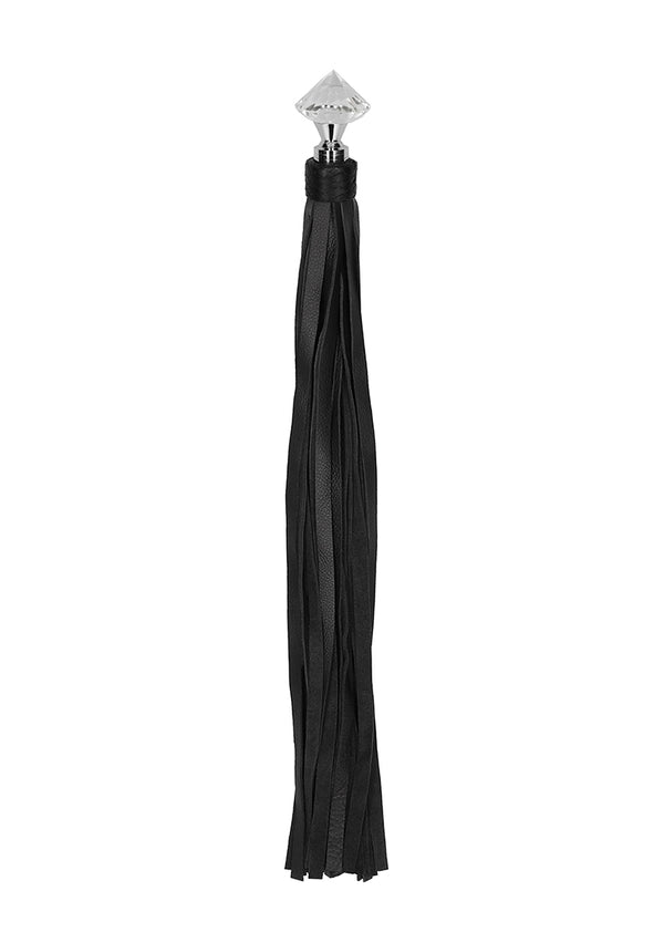 Sprankelend Puntig Handvat Leder Flogger - Zwart
