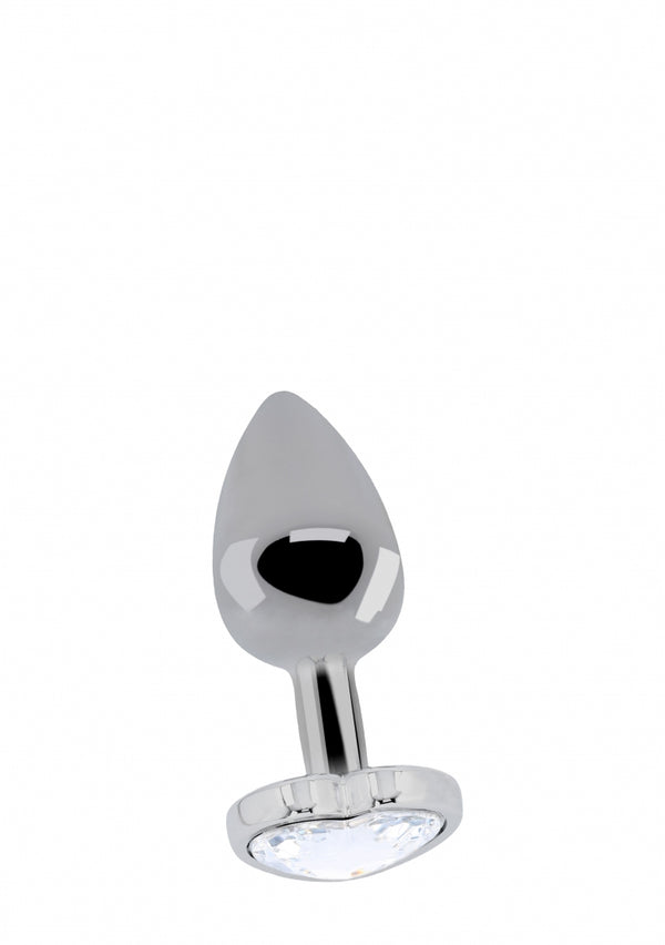 Love Heart Diamant Plug - 2.75 Inch - Zilver