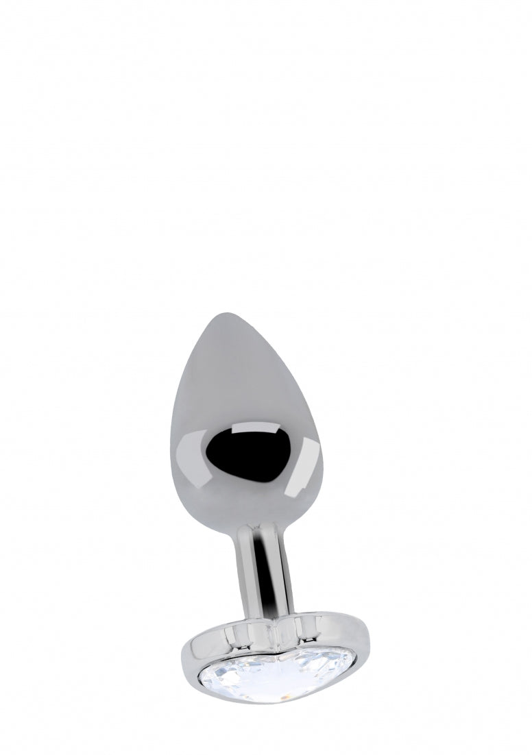 Love Heart Diamant Plug - 2.75 Inch - Zilver