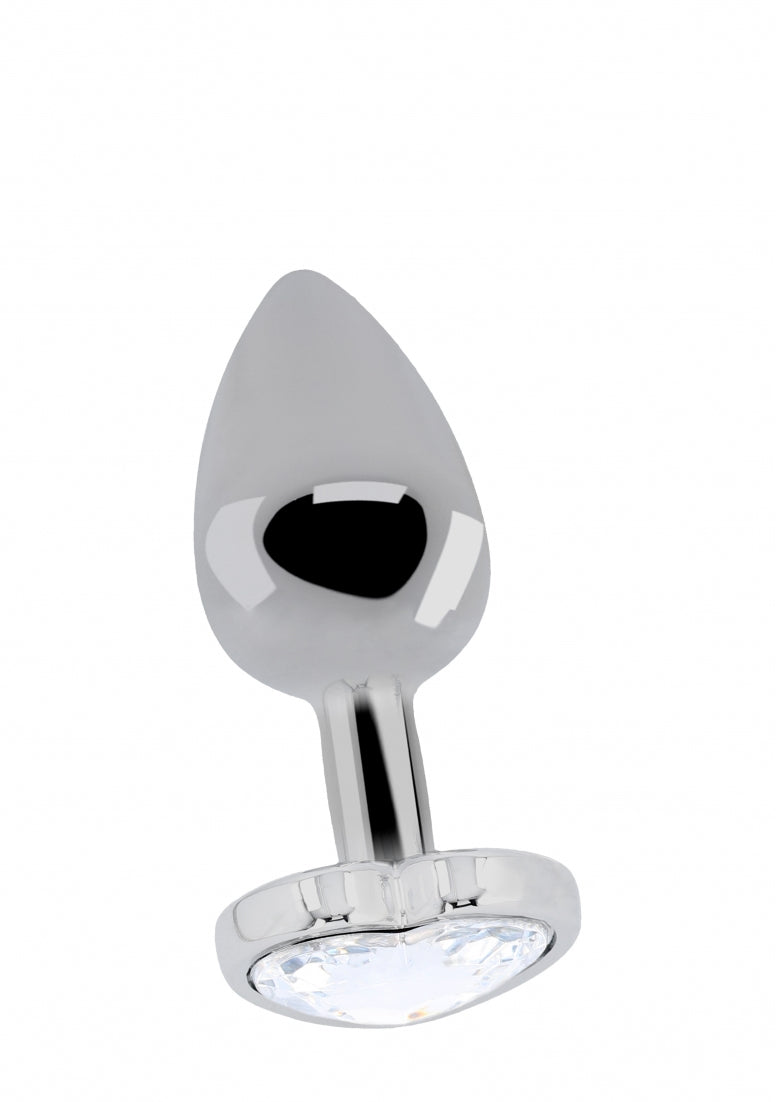 Love Heart Diamanten Plug - 3.15 inch - Zilver