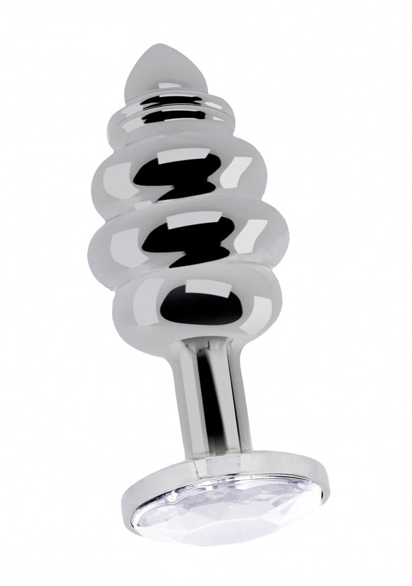 Geribbelde diamanten plug - 3.75 inch - Zilver