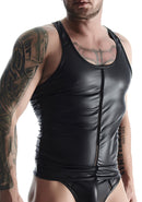 Wetlook mouwloos t-shirt voor heren - Zwart