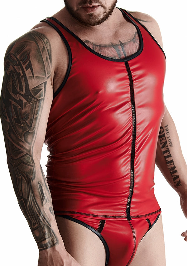 Wetlook mouwloos t-shirt voor heren - Rood