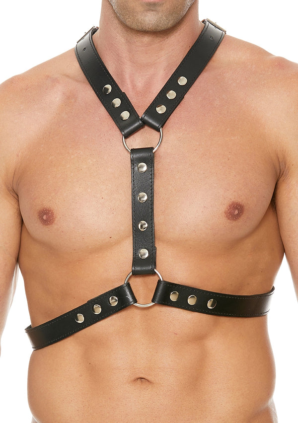 Harness With Metal Spots - Premium Leather - Black - One Size