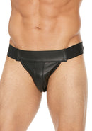 Plain Front Jock - Premium Leather - Black - L/XL - L/XL