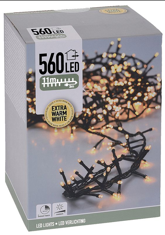 Micro Cluster 560 LED - 11m - met timer en dimmer - extra warm wit