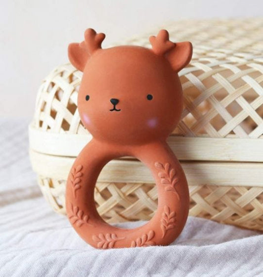 bijtring Hert 6,9 x 11,8 cm rubber bruin