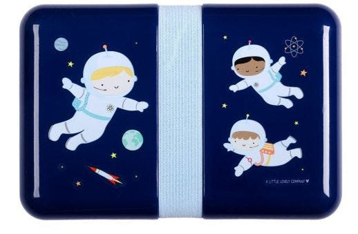 broodtrommel Astronauten 18 cm blauw