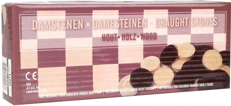 damschijven 3,5 cm hout lichtbruin/zwart 40 stuks
