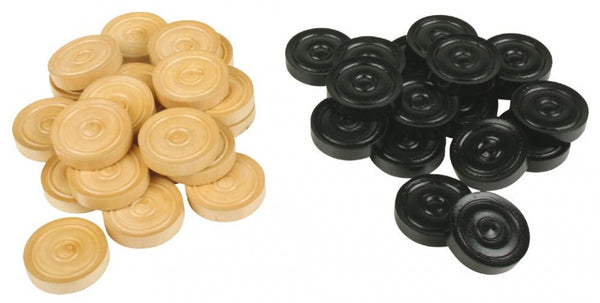damschijven 3,5 cm hout lichtbruin/zwart 40 stuks
