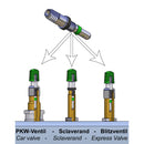 ventielen met stofkap AV/FV/DV zilver 10 stuks