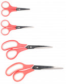 scharenset RVS rood/zilver 4 stuks