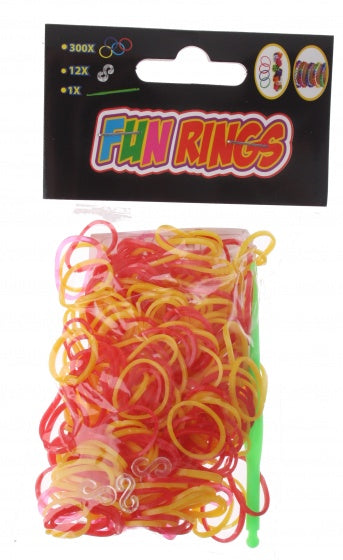 Fun Rings armband vlechten rood/geel 313-delig