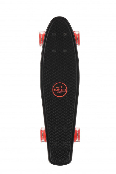 skateboard met ledverlichting 55,5 cm zwart/rood