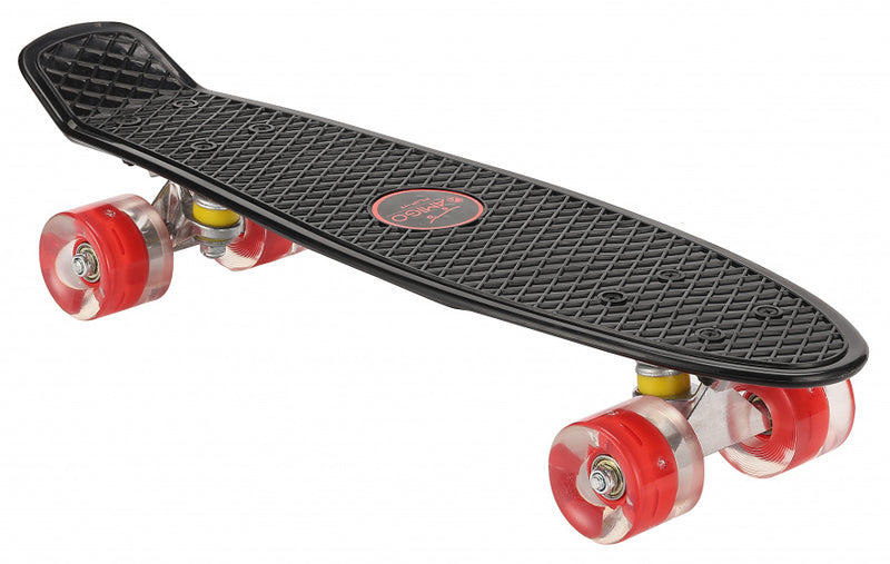 skateboard met ledverlichting 55,5 cm zwart/rood