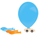 ballonracewagen junior hout/latex blauw/oranje 6-delig