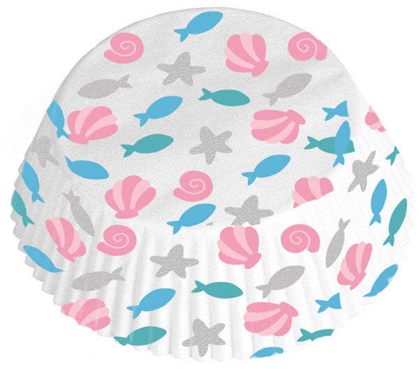cupcakevormpjes zeemeermin 50 mm papier roze 48 stuks