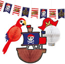 decoratieset Pirates jongens papier rood/wit 4-delig