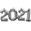 feestballon 2021 folie 53 x 22 cm zilver