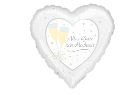folieballon Alles Gute zur Hochzeit 55 x 55 cm wit