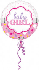 folieballon Baby Girl 43 cm roze/wit