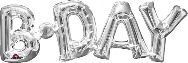 folieballon BDay 66 x 22 cm zilver