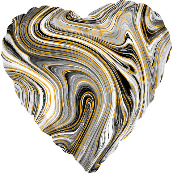 folieballon Black Heart 45 cm metallic