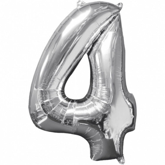 cijferballon 4 folie 45 x 66 zilver
