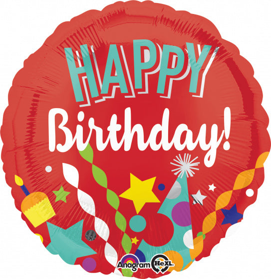folieballon Happy Birthday 43 cm rood