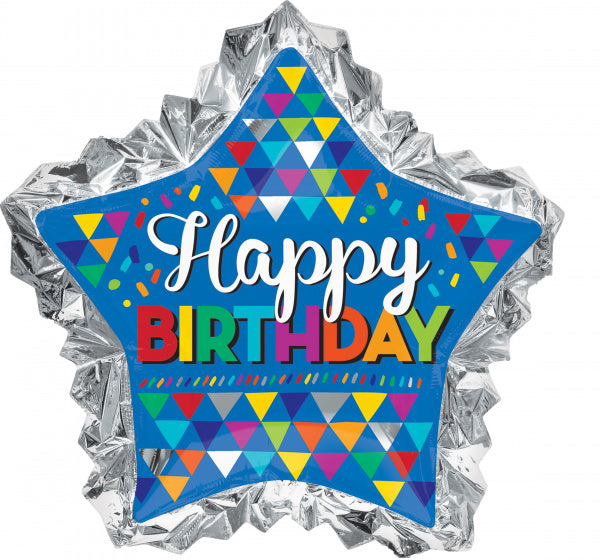 folieballon Happy Birthday Star 86 x 81 cm zilver