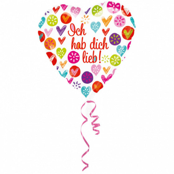 folieballon Ich hab dich lieb 43 x 43 cm wit