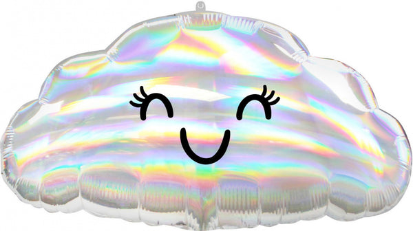 folieballon Iredescent Cloud meisjes 58 x 30 cm wit