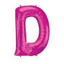 folieballon letter D 60 x 83 cm roze
