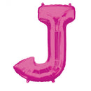 folieballon letter J 58 x 83 cm roze
