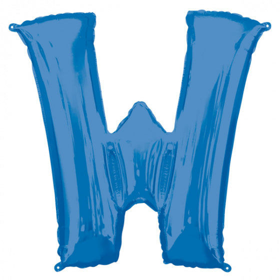 folieballon letter W 71 x 83 cm blauw