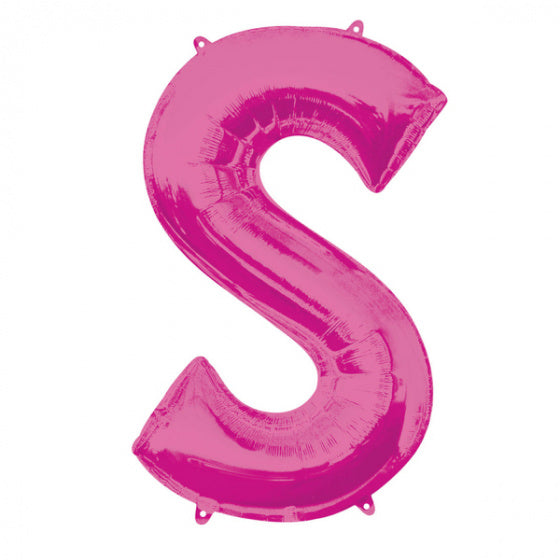 folieballon letter S 53 x 88 cm roze