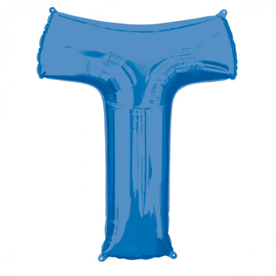 folieballon letter T 66 x 81 cm blauw