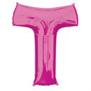folieballon letter T 66 x 81 cm roze
