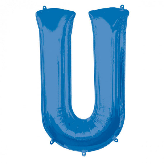 folieballon letter U 58 x 83 cm blauw