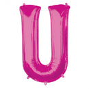 folieballon letter U 58 x 83 cm roze