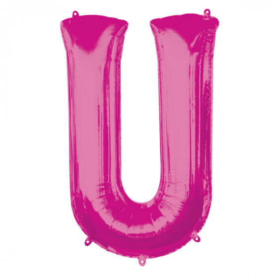 folieballon letter U 58 x 83 cm roze