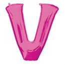 folieballon letter V 81 x 81 cm roze