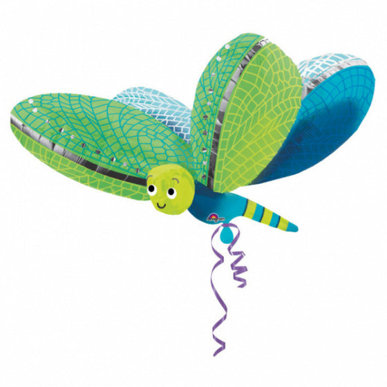 folieballon libelle 101 x 79 cm groen/blauw