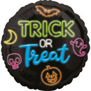 folieballon Neon Trick or Treat 45 cm zwart