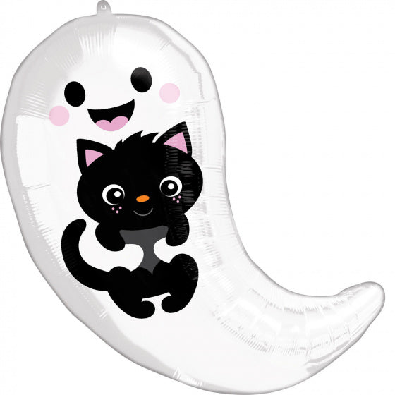 folieballon Ghost & Kitty Cuties 40 x 48 wit/zwart