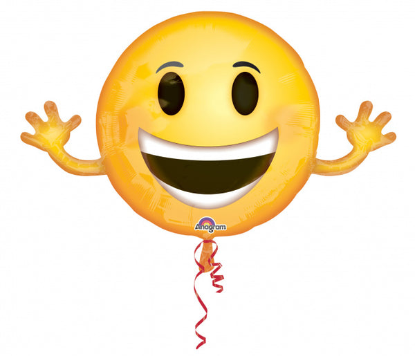 folieballon Super Shape Smiley 99 x 58 cm geel