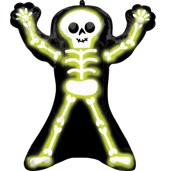folieballon Neon Skelly 68 x 76 cm zwart/geel