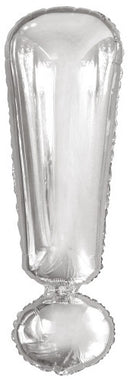 folieballon uitroepteken 86 cm zilver